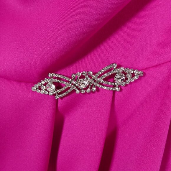 Jessica Howard One Shoulder Gown Plus Size 22W Pink Embellished Formal Hi-Low - Picture 4 of 10